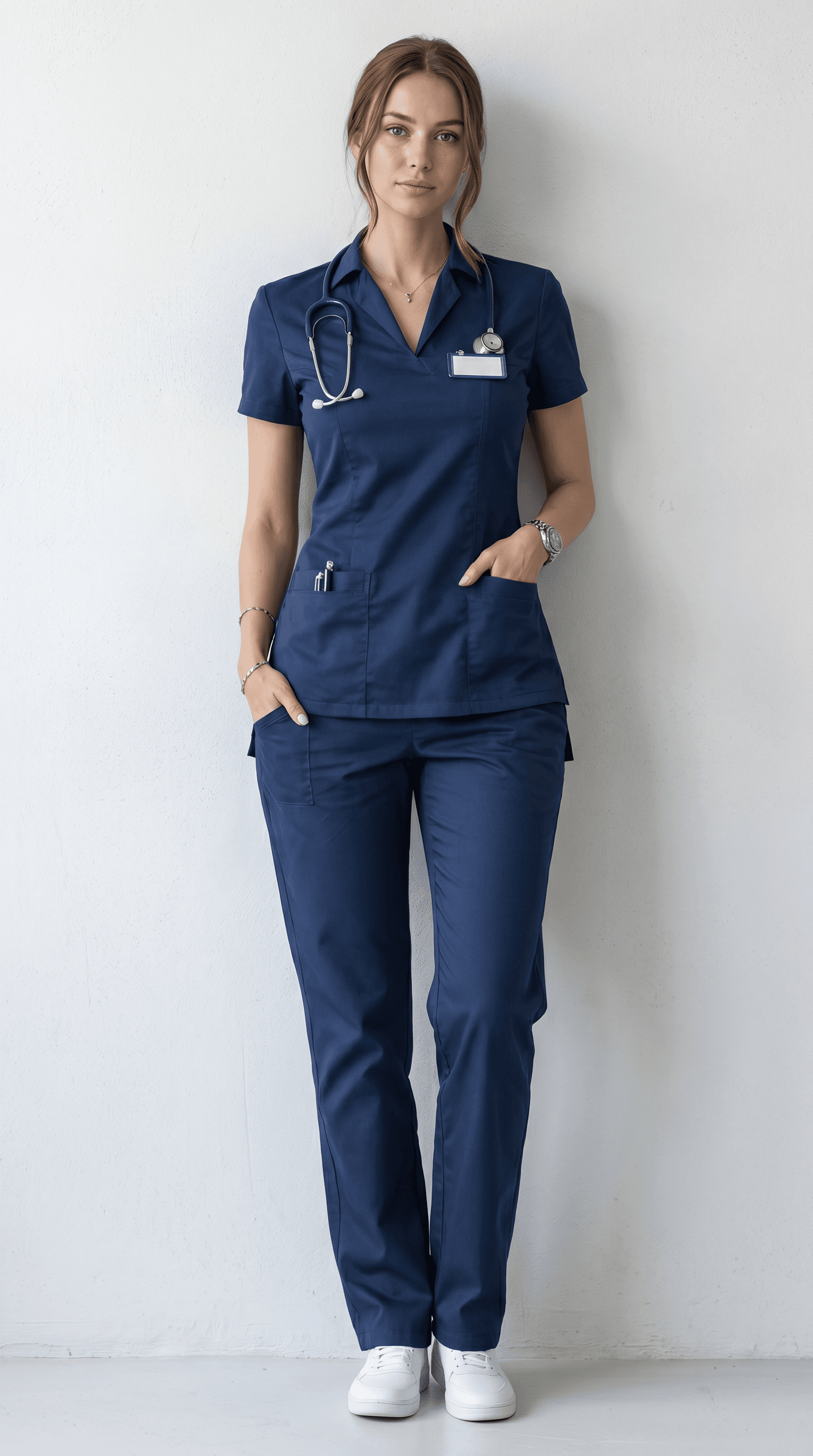 Slim Zip Tunic Suit — Espresso
