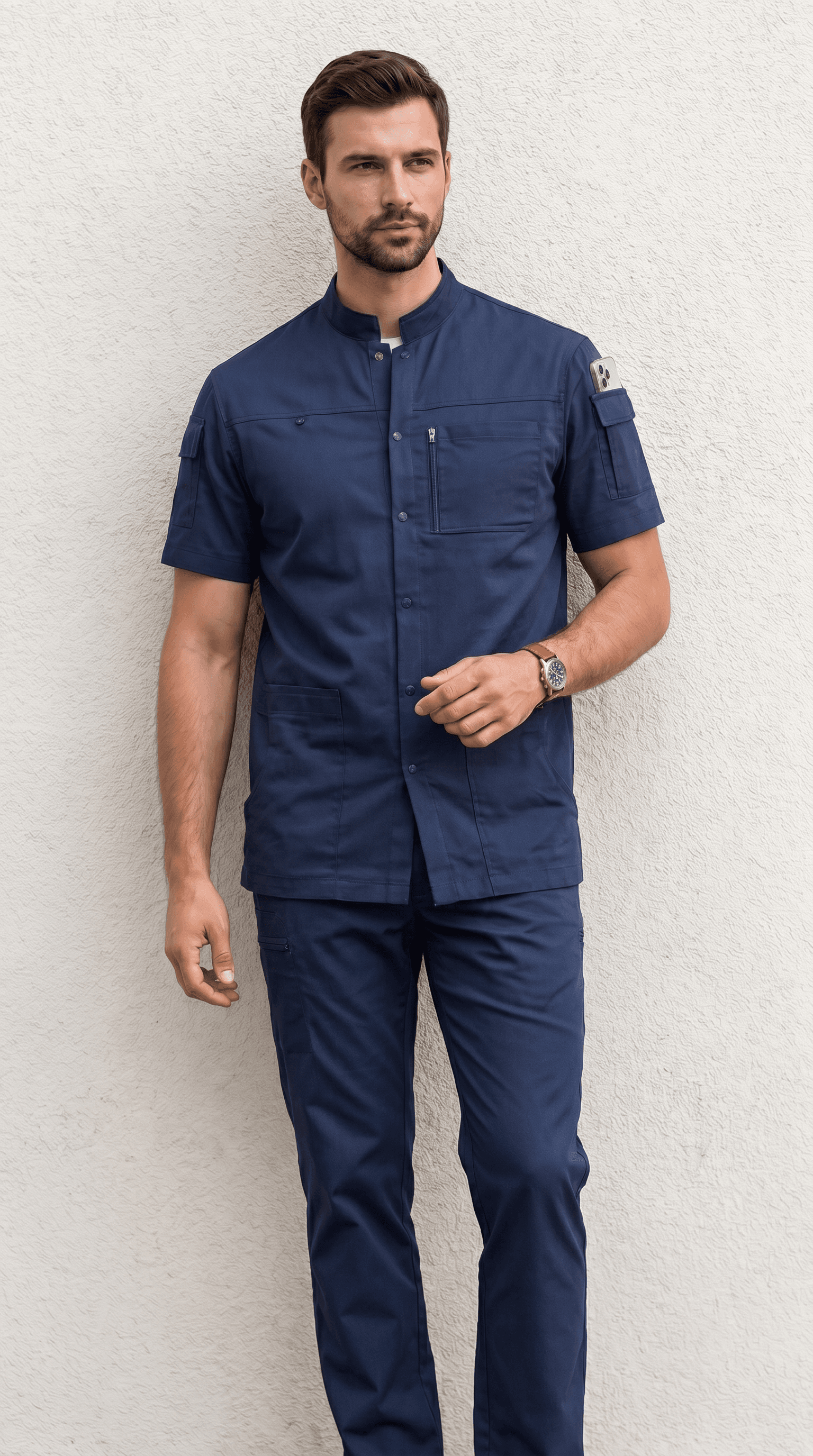 Classic V-Neck Set — Navy